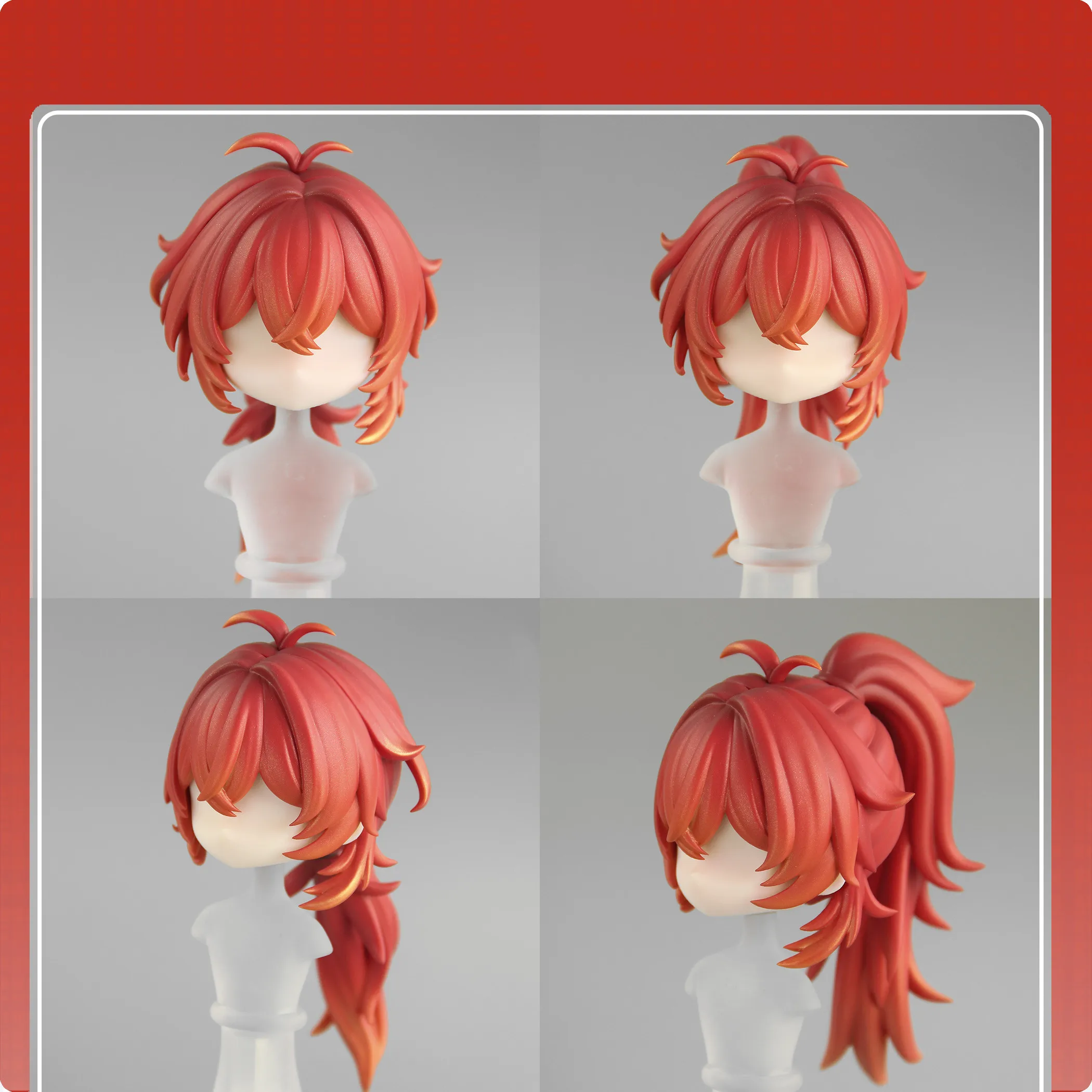 Genshin Impact Diluc fait à la main ob11 ob22 cgc cheveux coque de cheveux détachable perruque plaques frontales BJD poupée accessoires jeu Anime jouet enfants G