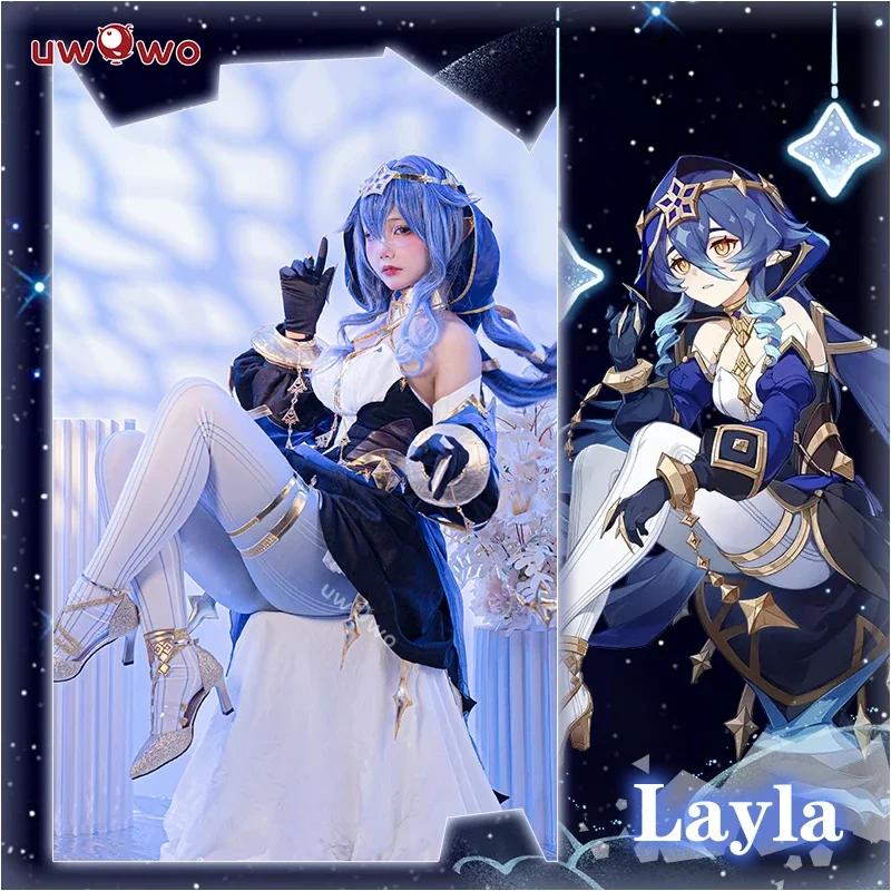 الدفعة الأخيرة UWOWO Genshin Impact Cosplay ليلى زي Sumeru Cryo أزياء نسائية للهالوين وأعياد الميلاد