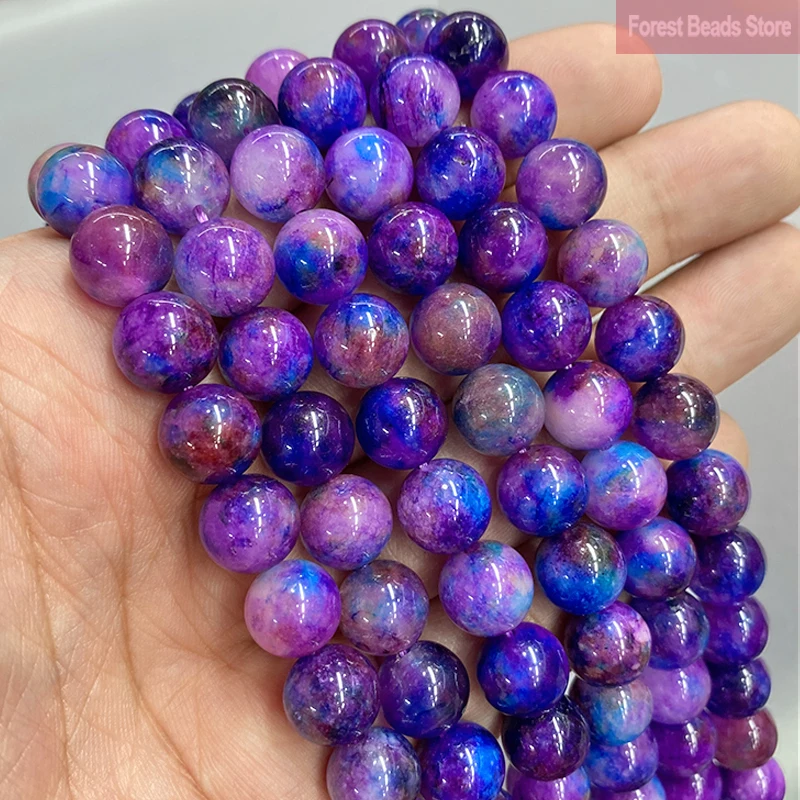 Natural Starry Sky Sugilite Round Loose Beads Diy Bracelet Accessories for Jewelry Making Supplies 15\