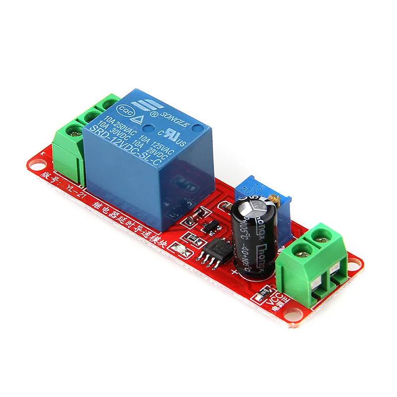 QM 12V NE555 Oscillator หน่วงเวลาตั้งเวลารีเลย์สวิตช์โมดูล 0-10 วินาที