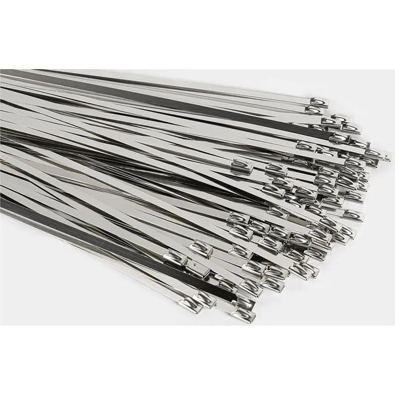 AB46-Metal Zip Ties 11.8 Inch 200Pcs 304 Stainless Steel Zip Ties Heavy Duty Multi-Purpose Self-Locking Cable Ties 6