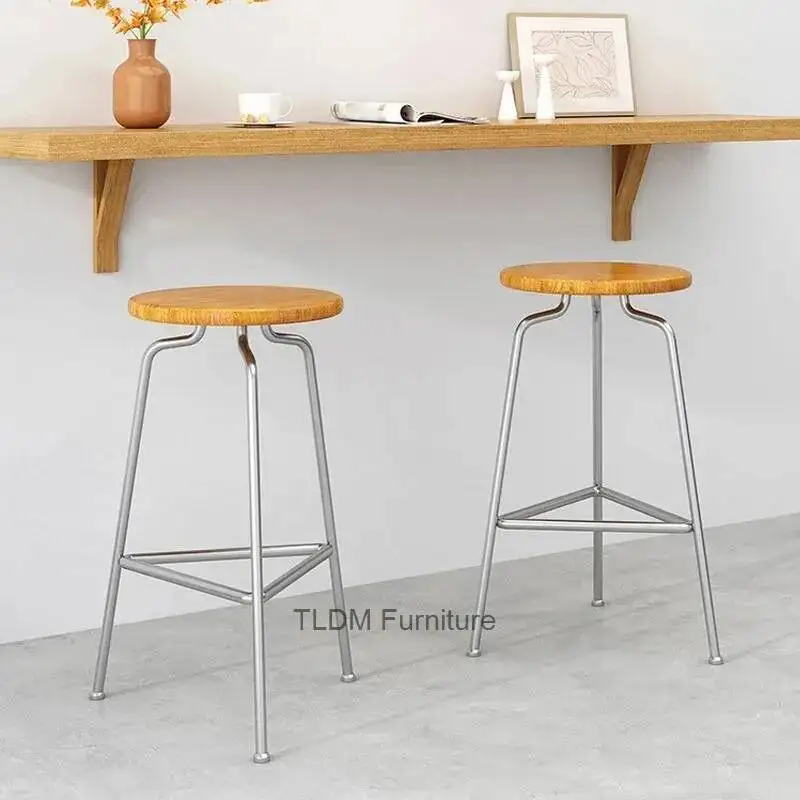 Style Simple Multifunctional Nordic Wooden Kitchen Ironwork Chair Modern Bar Luxury Art Chairs Living High Room Furniture