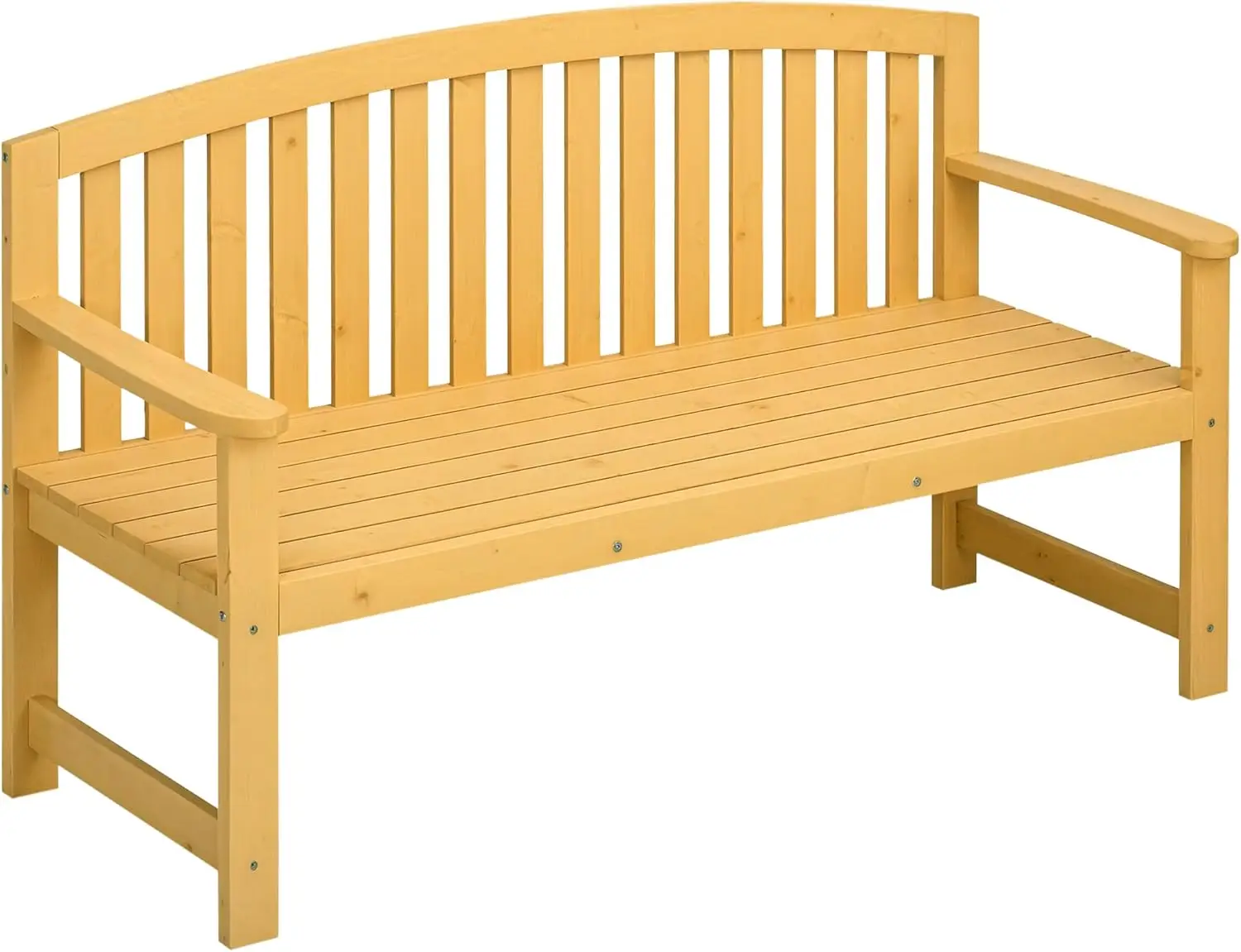 مقعد خشبي خارجي مقاس 56 بوصة، مقعد حديقة بمقعدين مع مسند ظهر ومسند للذراعين