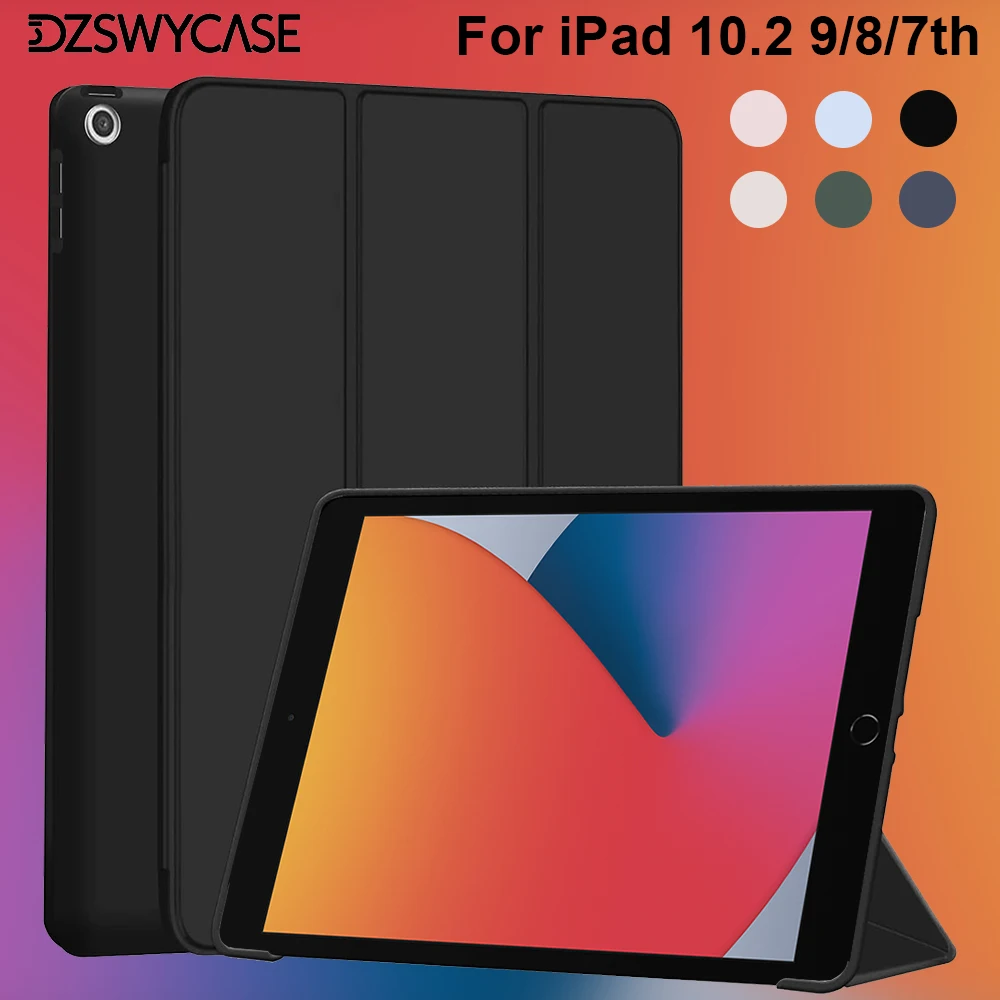 حافظة لجهاز iPad 9th/8th/7th Generation 10.2 بوصة حافظة 2021 2020 2019، حافظة واقية رفيعة وخفيفة الوزن غطاء سيليكون ذكي