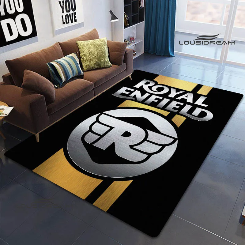 R-ROYAL ENFIELD motorcycle logo print carpet yoga mat Non -slip carpet Photography prop bedroom decor kawaii rugs birthday gift