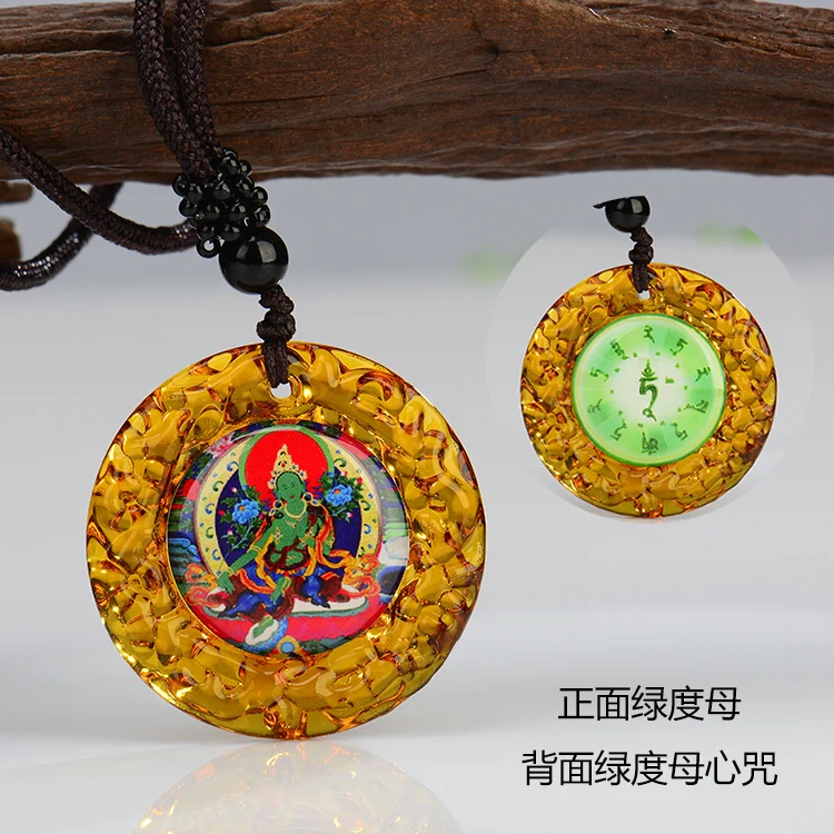 

3PCS GOOD Buddhist supplies Greco-Buddhist pocket travel efficacious Mascot Bodhisattva Tara Green Mantra Buddha Crystal Amulet