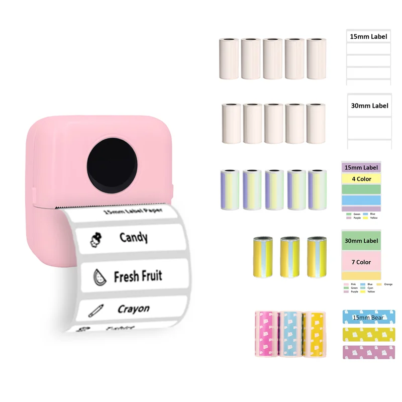 Mini Thermal Protable Printer Wireless Connection With Color Label Stickers For Office Widely Used Text Web Pages OR Code Memos