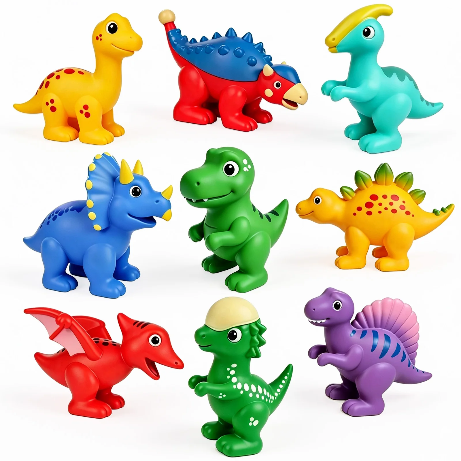 Conjunto de 9 Brinquedos de Dinossauro Resistentes a Mofo para Banheira e Chuveiro, Brinquedos Aquáticos para Crianças, Presentes de Aniversário