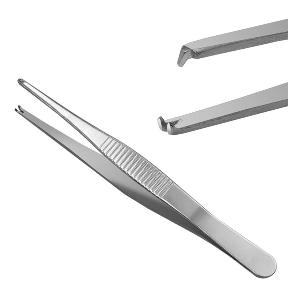 Spezielle 1-teilige gezahnte Pinzette für präzisen Griff, heiß begehrt, zum Manipulieren von Nadeln, silberfarben, zum Nähen, 125 mm / 5 Zoll, bester Preis – Detail 2