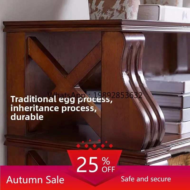 

solid wood bookshelf European multi-layer shelf bedroom study floor-to-ceiling bookshelf living room storage display home decor