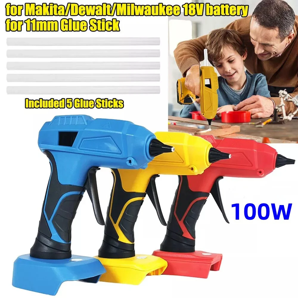 

250°C 100W Electric Hot Melt Glue Gun Portable Portable Cordless glue gun with 5PCS Glue Sticks Fast Preheating DIY Repair Tool