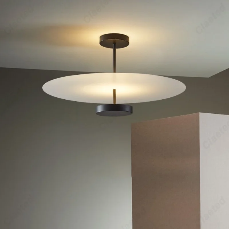 Nordic Creative Art Ceiling Lamp Round Disc Shape Black & Green Available Decorative Lighting for Bedroom Living Room Home Use