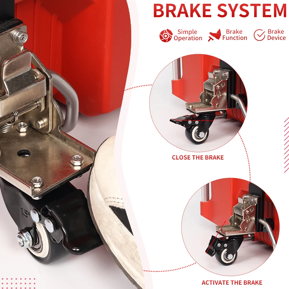 Ruote anteriori da costruzione in acciaio Cassetta degli attrezzi per imballaggio Ruota girevole Scorrevole senza sforzo Navigazione fluida Design pieghevole