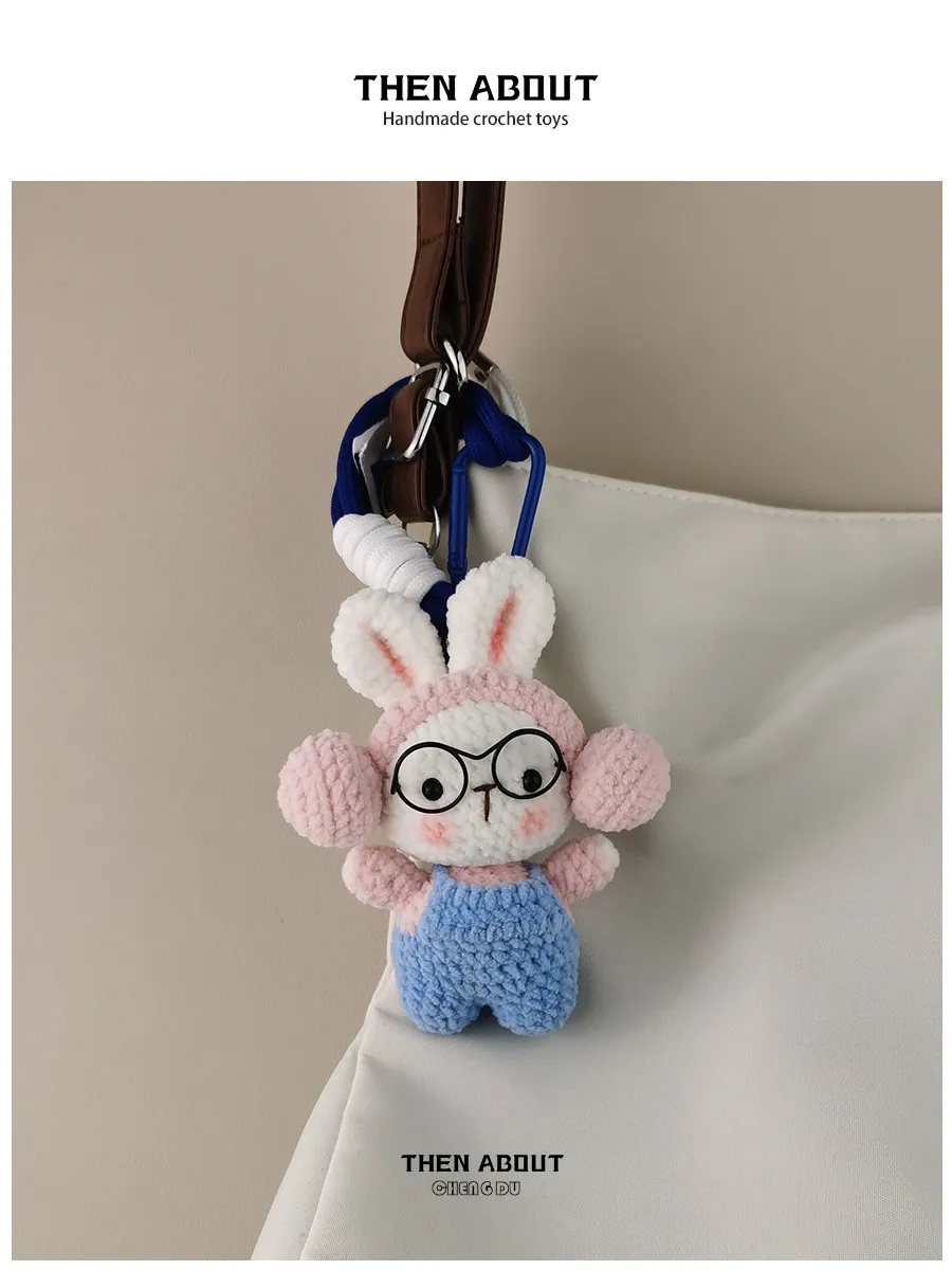 thenabout Earphone Rabbit Plush Doll Original Multi‑Color DIY Bag Charm Backpack Ornament Keychain Unique Hanging Pendant
