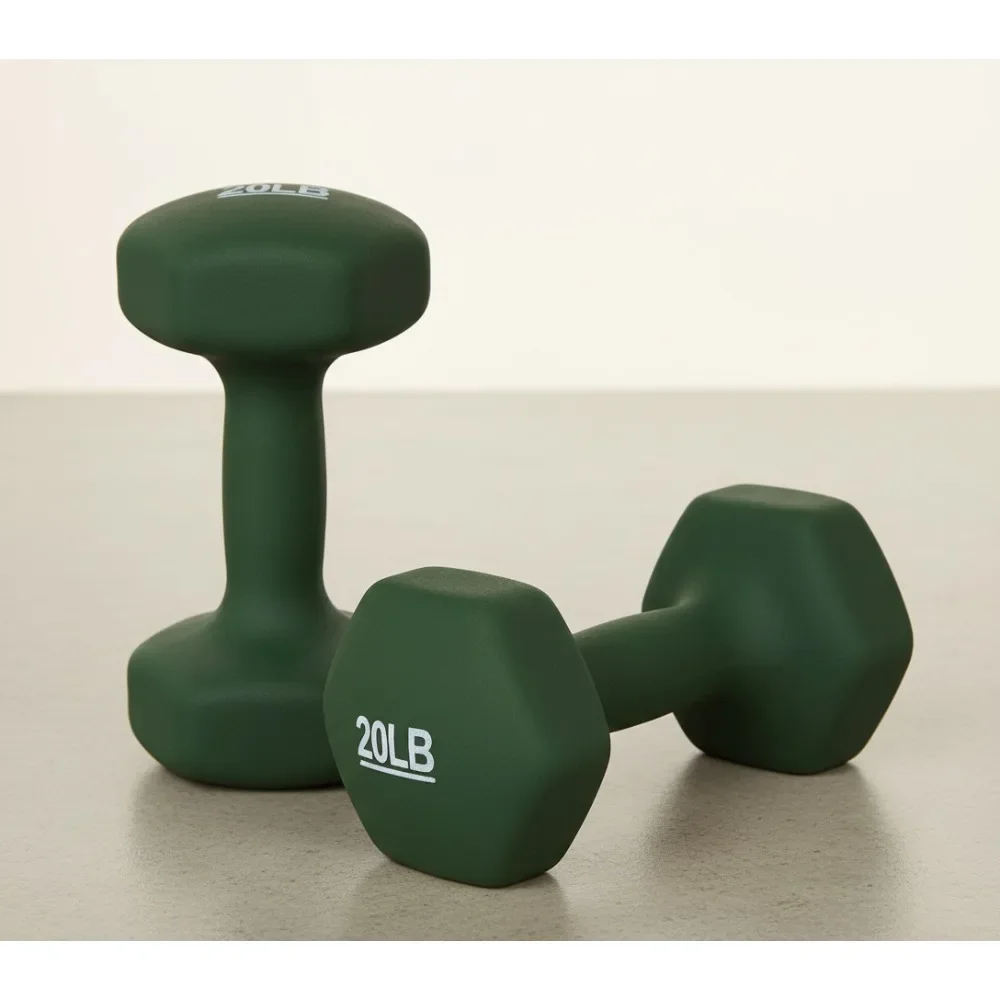 مجموعة دمبل نيوبرين ممتازة للتدريبات المنزلية - قبضة مضادة للانزلاق، شكل سداسي، أوزان متعددة متاحة