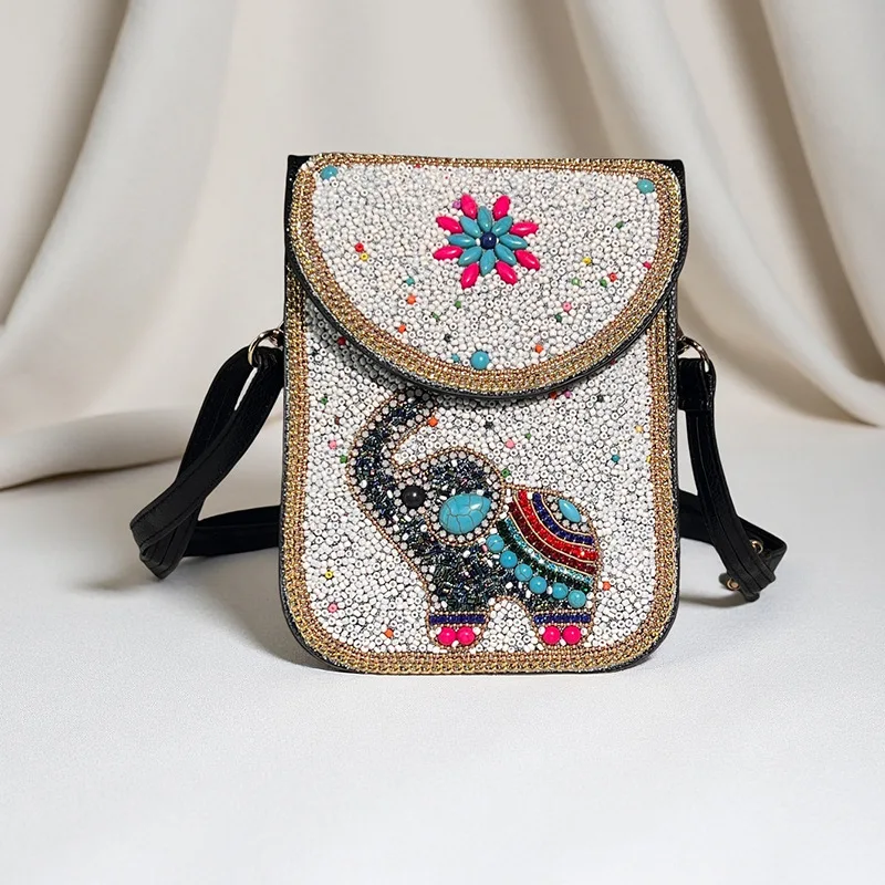 

Hot Selling Bohemian Women's Phone Bag, Retro Heavy-duty Rice Bead Shoulder Bag, Wallet Purses for Women