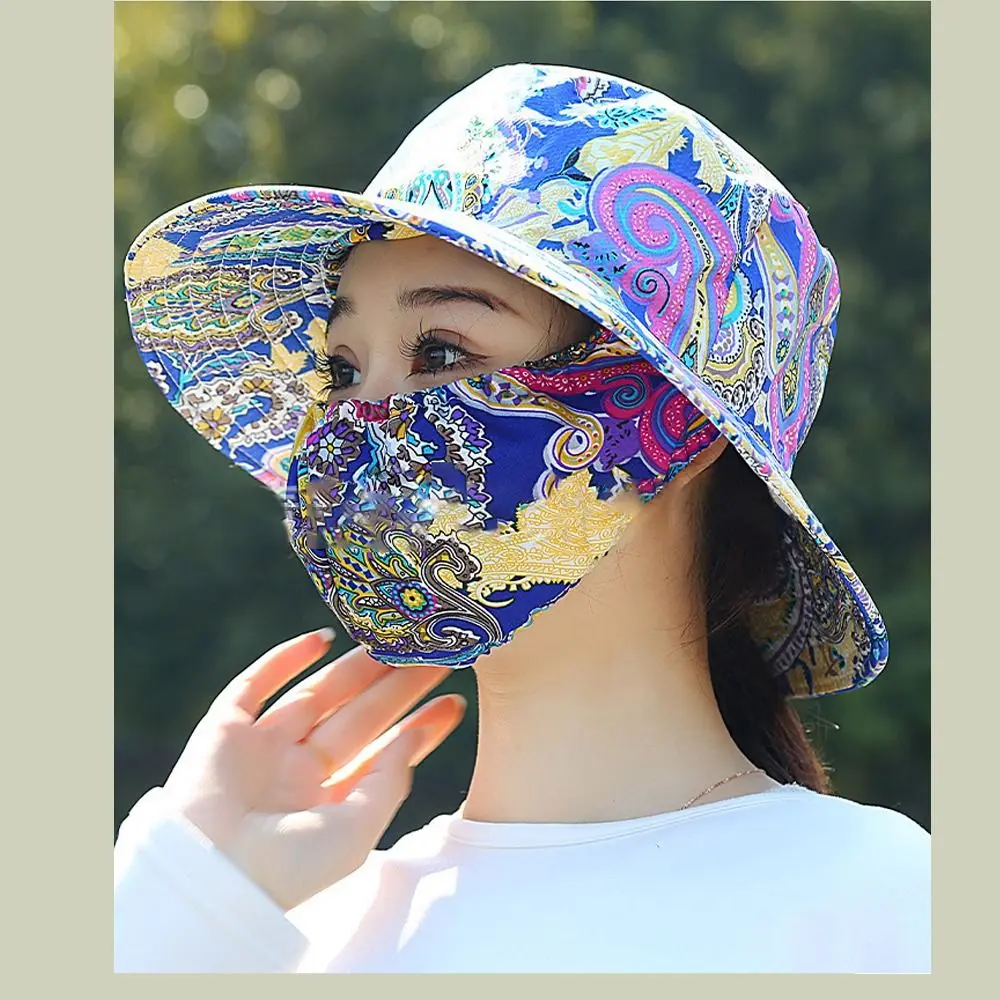 Shawl Sun Protection Hat Dust-proof Wide Brim Anti-uv Tea Picking Cap Protect Face Neck Sunscreen Cap for Agricultural Work