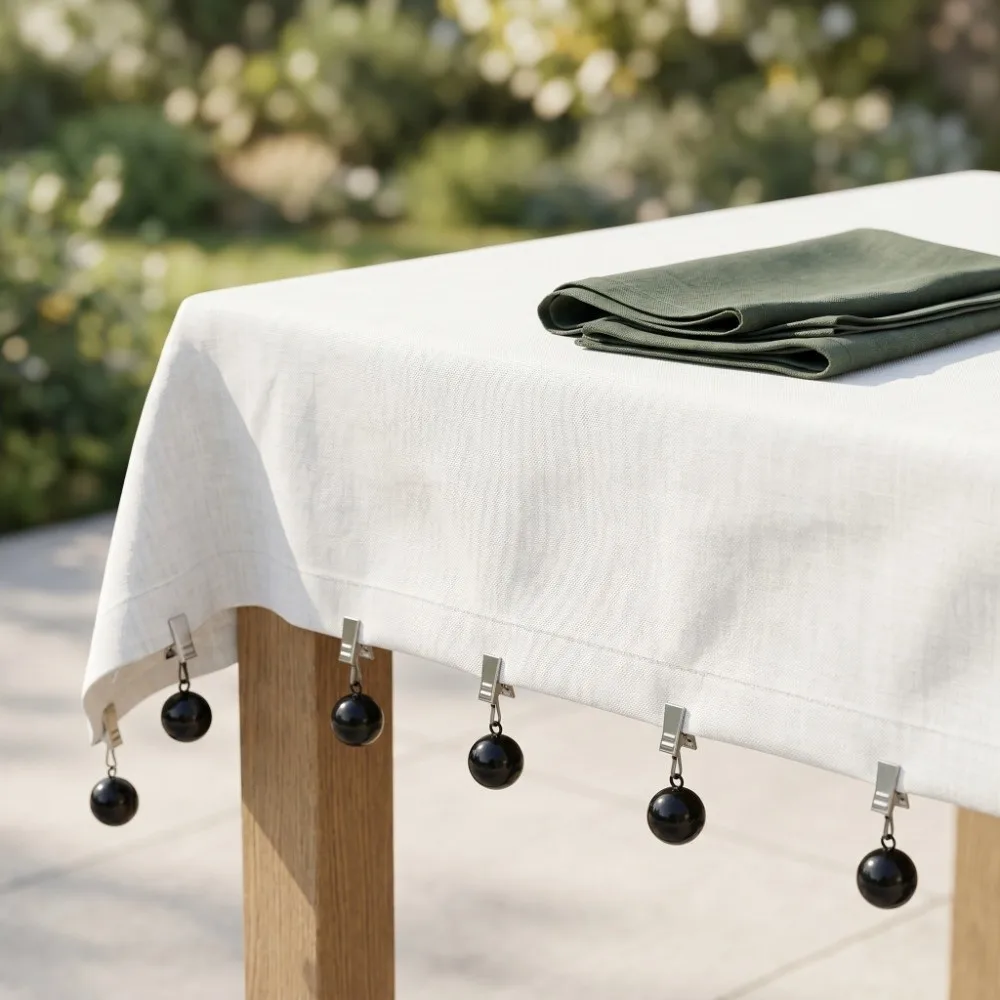 

4 pcs Gravity Ball Curtain Weight Ball with Clip Windproof Curtain Weights Durable Rustproof Table Cloth Weights Table Cover