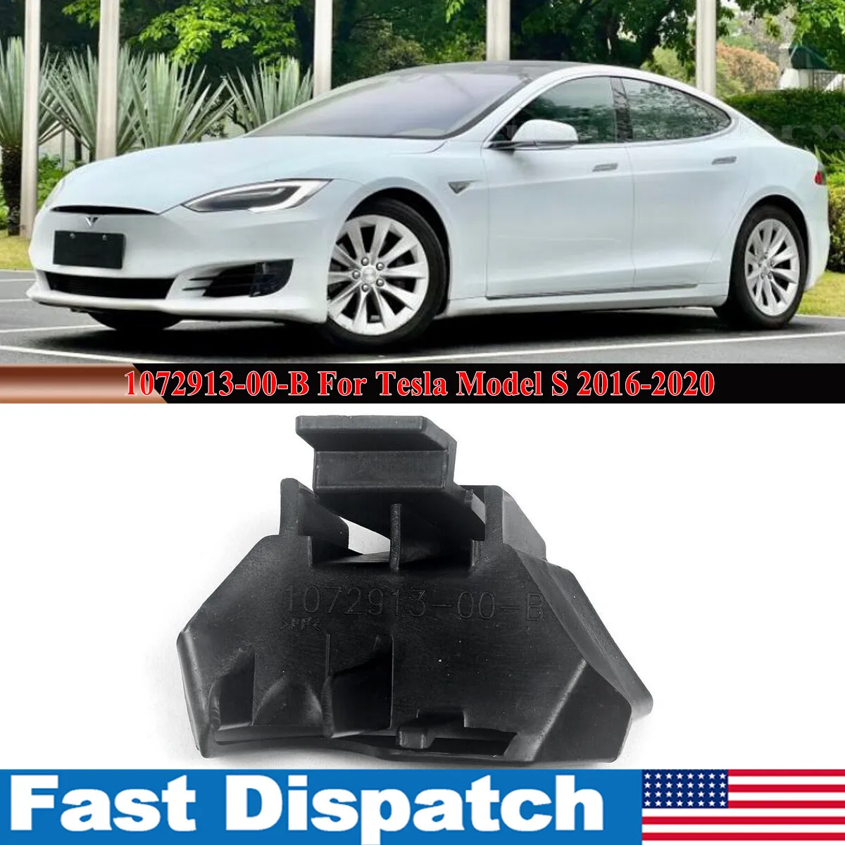 

Левый боковой кронштейн переднего бампера для Tesla Model S 2016 2017 2018 2019 2020, передний левый нижний кронштейн бампера 1072913-00-B