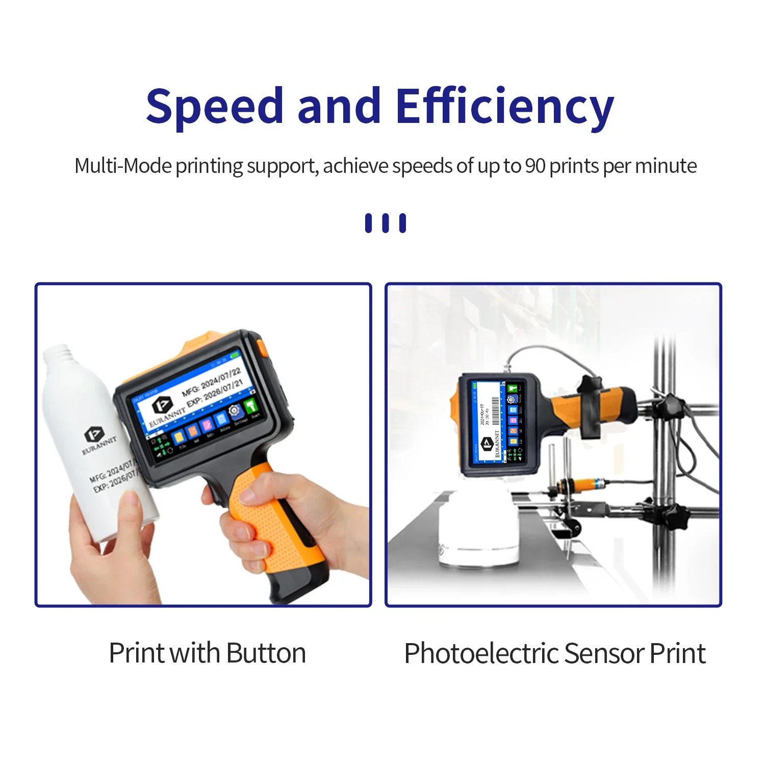 EURANNIT E19 12.7mm Streamlined Frame Handheld Thermal Inkjet Printer Portable Time Date Counter QR Barcode Logo Coding Machine