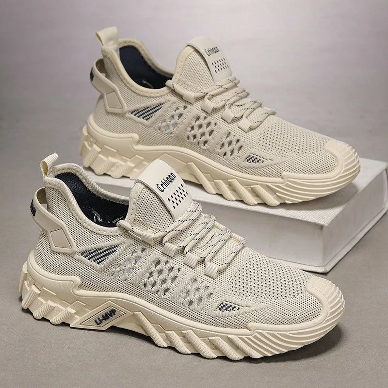 

2026 Spring Summer New Men Casual Sport Shoes Breathable Knit Sneaker Cool Lace-up Athletic Shoes