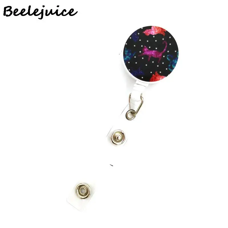 Starry Colorful Cats Horizontal Credit Card Holder Women Men Kid Student Retractable Badge Reel ID Name Clips Card Badge Holder