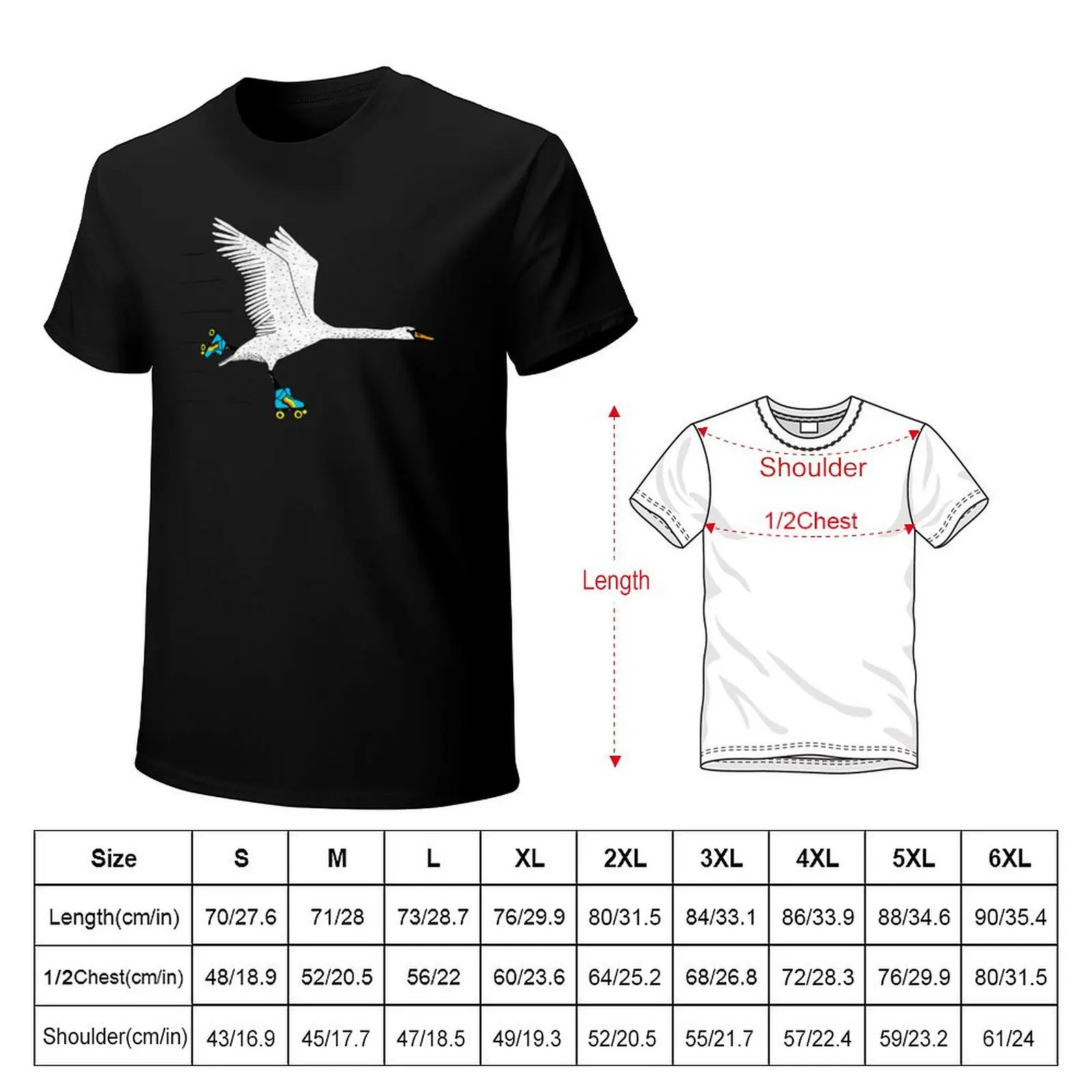 Skating Swan T-Shirt Soft Basic Cotton Short Sleeve Tee