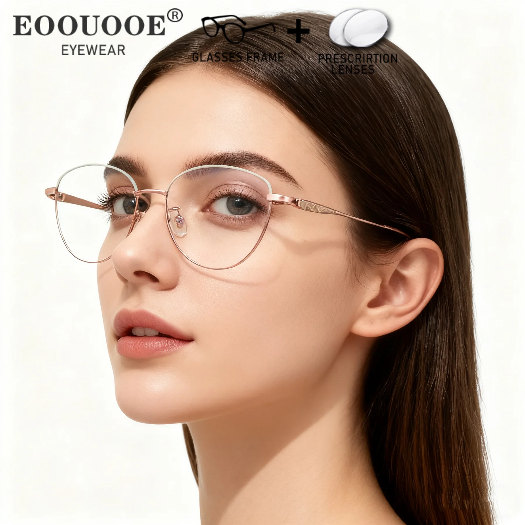 

Cat Eye Glasses For Women Titanium Prescription Recipe Lenses Progressive Myopia Eyewear Reading Miss Anti Blue Light Computer