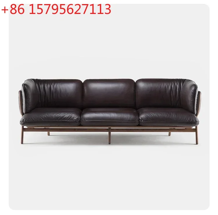 

Черный трехместный кожаный диван для больших и малых квартир, для гостиной, домашний, простой, тканевый, в стиле «тофу-блок»