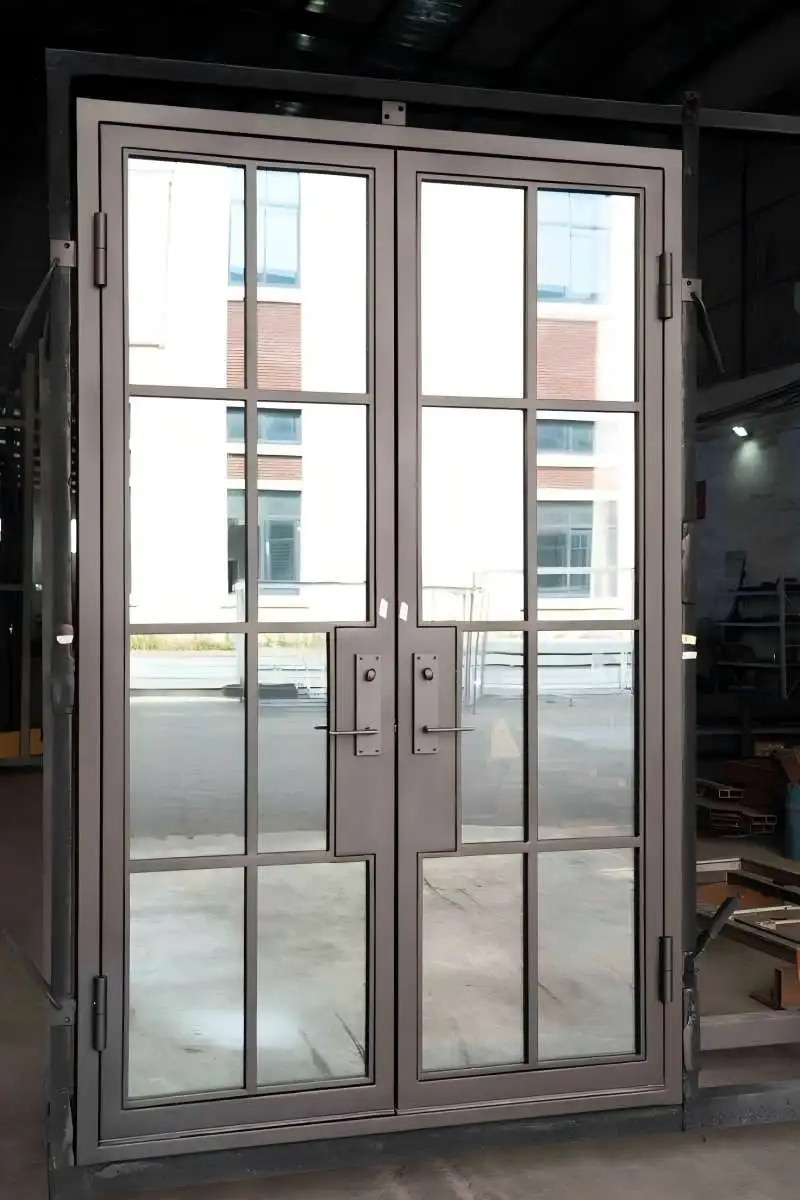 Pintu Interior rumah pintu Perancis kustom bingkai aluminium sempit pintu geser pintu kaca untuk dekorasi