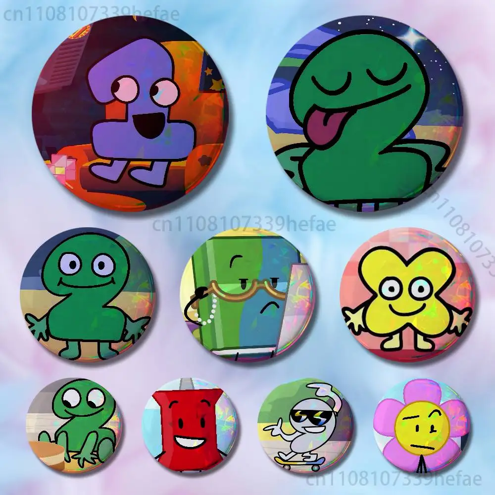 

B-Battle for Dream I-Island BFDI Insignia Badge Case For Decoration 44mm 32mm 58mm Round Tinplate Pin Brooch Gift