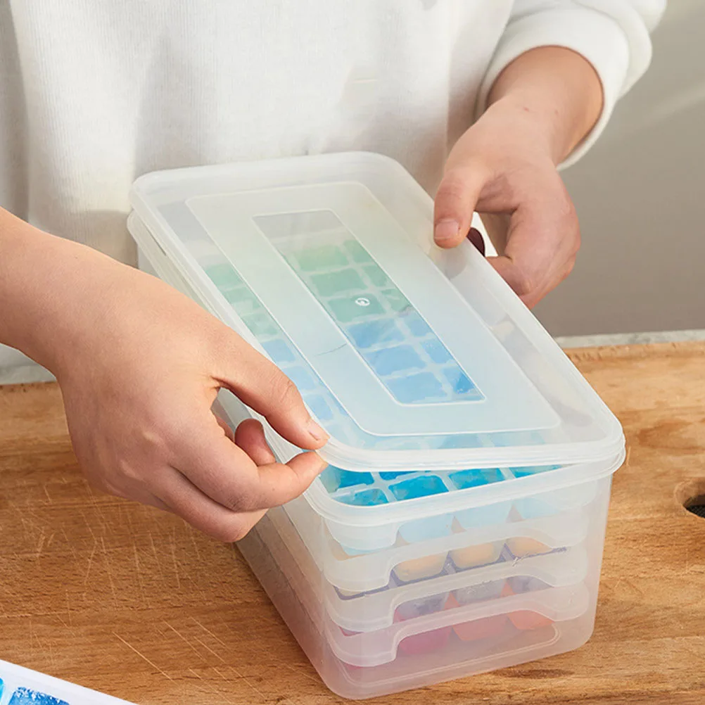 

1Set Ice Cube Molds Premium Material Safe Nonstick Surface Easy Clean Storage Box Isolate Odor Large Capacity Home Use