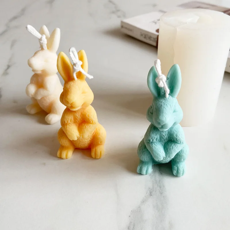 3D süße gedrehte Kaninchen-Silikonform; Ins-Stil, Heimdekoration, Duftkerze, Backkuchenform