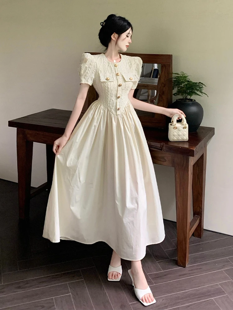 

Длинное платье А-силуэта для похудения с рукавами-фонариками и дизайном, подчеркивающим талию, для женщин больших размеров. Элегантное летнее модное платье.