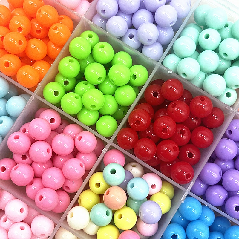 New 4/6/8mm Round Charms Acrylic Beads Loose Spacer Beads for Jewelry Makeing DIY Bracelet Necklace Earrings