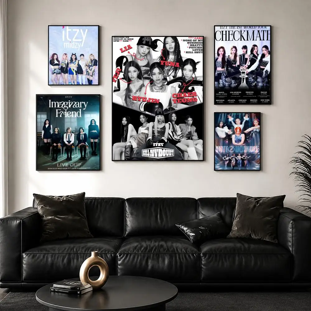 KPOP Girl I-TZYS Painting Calligraphy Wall Art Canvas Poster Premium Home Decor Print for Living Room Bedroom