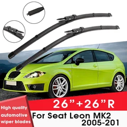 Rubber Car Wiper Blade para Seat Leon, pára-brisas, limpadores de silicone, limpo, acessórios para carros, R, 26 