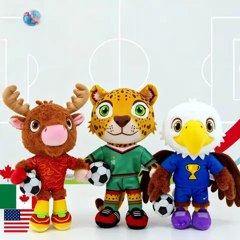 2026 Soccer Mascot Toys Soft Stuffed Dolls Leopard Moose Panda Eagle Styles Sports Themed Gift For Kids Wholesale Football Doll