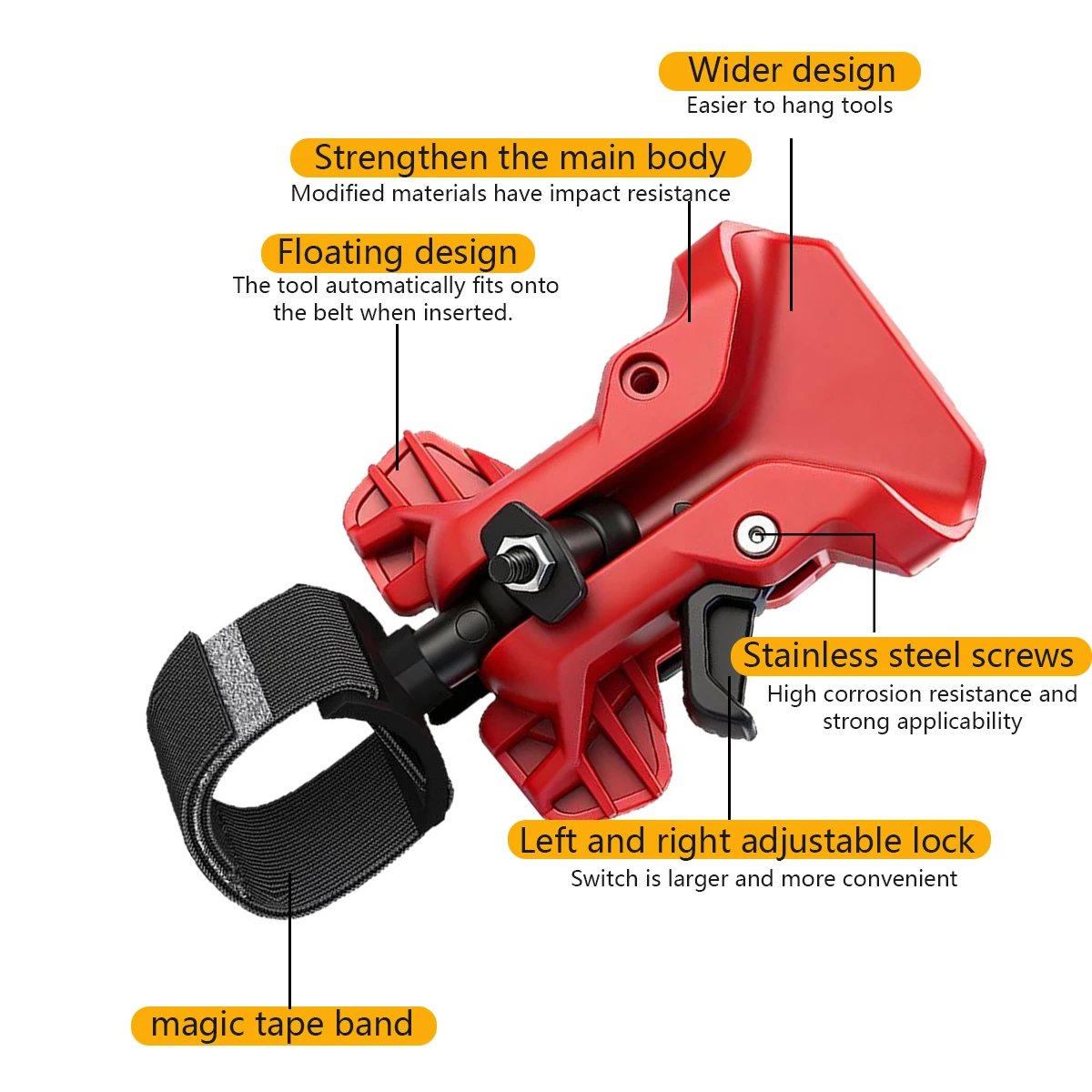 1/2 Stück Neue Elektrische Bohrmaschinen-Schnellverschluss-Klemme Gürtelholster-Halterung 70g Hochfester ABS-Kunststoff für Elektrowerkzeug Taillengürtel-Clip Rot – Detail 3