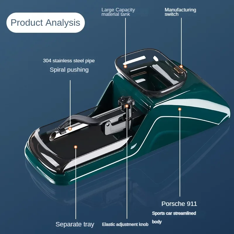 New High-power Electric Cigarette Rolling Machine 304 Stainless Steel Pipe Tobacco Roller Filling Maker with Detachable Tray