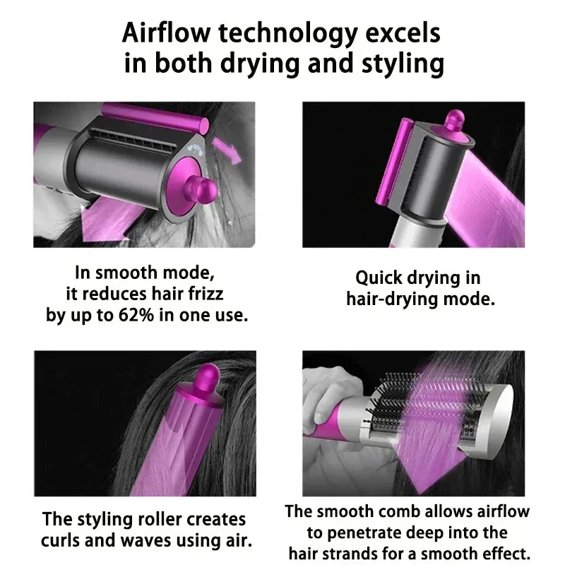 6 in1 Multi Hair Styler Curling Iron Hair Hot Air Brush Curling Barrel แปรงเครื่องเป่าผม Salon Professional Curly Styler เครื่องมือ