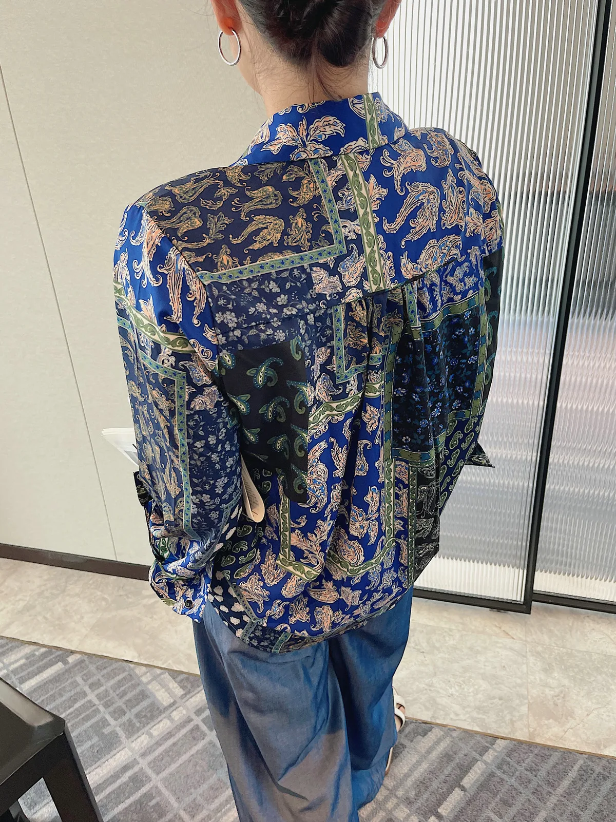 Floral Satin Shirt Blouse Top Y2K Woman Clothing 2025 Spring Summer Stylish Long Sleeve Korean Fashion Style Vintage Elegant New