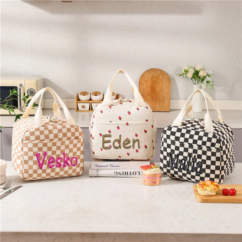 Lunchtasche mit gesticktem Namen, isolierte Lunchtasche, Cord-Kühltasche für Büroarbeit, Lunchbox für Lehrer, tolle Geschenkidee