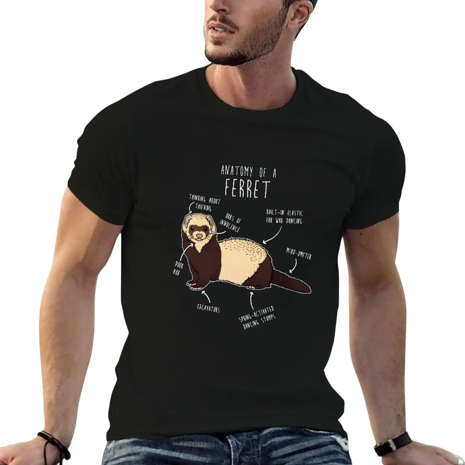 Anatomy of a Ferret T-Shirt Urban Style Casual Short Sleeve Top