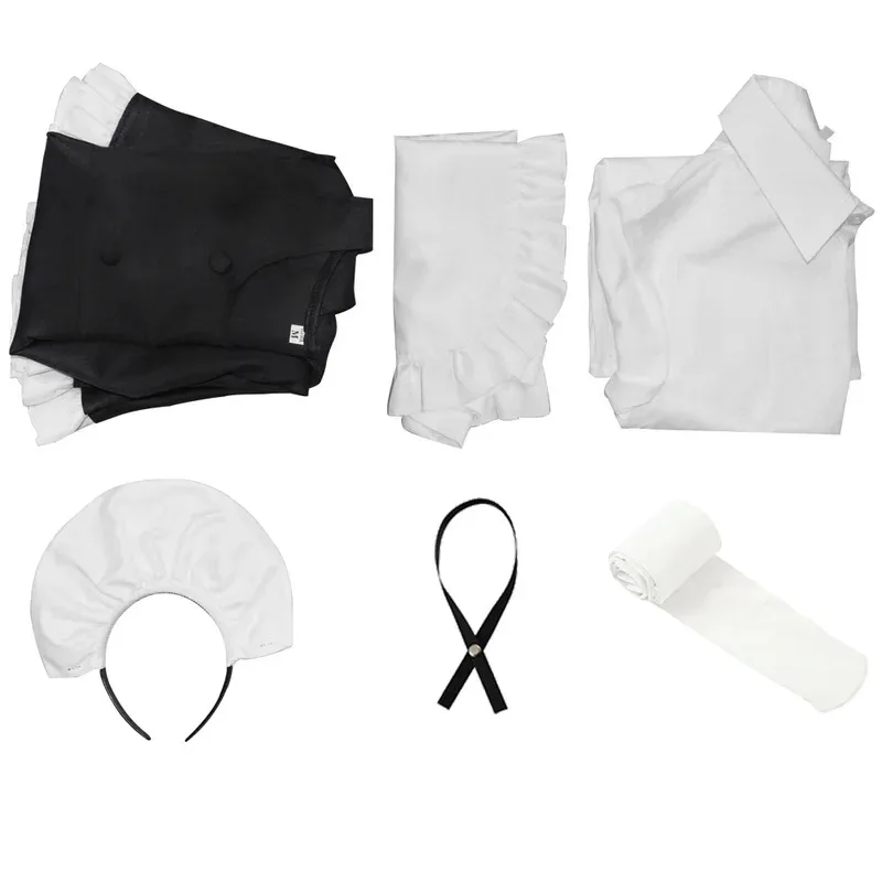 Anime CALL OF THE NIGHT Nanakusa Nazuna Cosplay Costume Unisex Cool Black White Dress Wig Loli Maid Halloween Suit Adultx;8's,6;