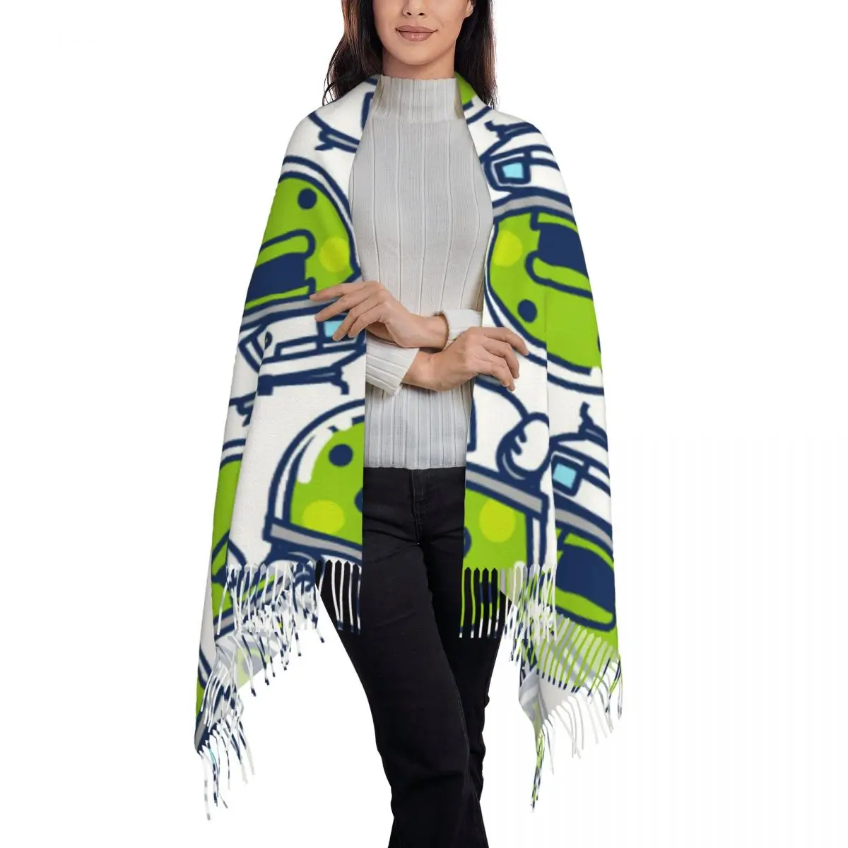 Kuchipatchi Tama Tamagotchi Halloween Scarf Tassel Scarves Women Soft Warm Shawls and Wraps Long Fall Winter Shawl Wrap
