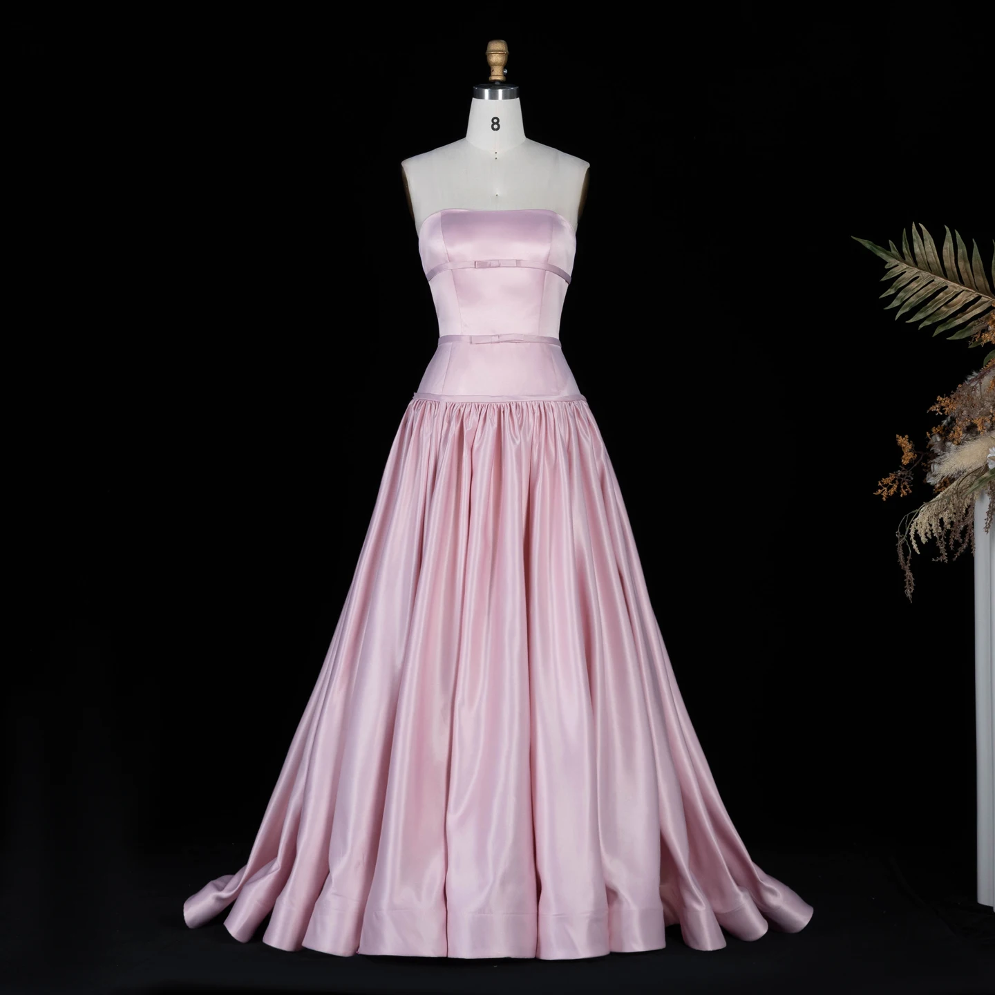 Sharon Said Arabisches Dubai Luxus Rosa Plissiertes Trägerloses Abendkleid A-Linie Saudi-Arabien Formelle Partykleider SF022 Maßanfertigung – Detail 8