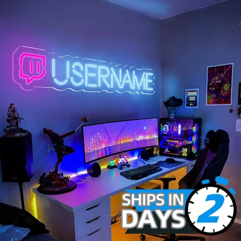 Niestandardowy znacznik gry Neonowe światło Niestandardowy znacznik gry Neonowy znak led dla streamerów i graczy Dekoracja Man Cave Prezenty Gaming Wall Decor