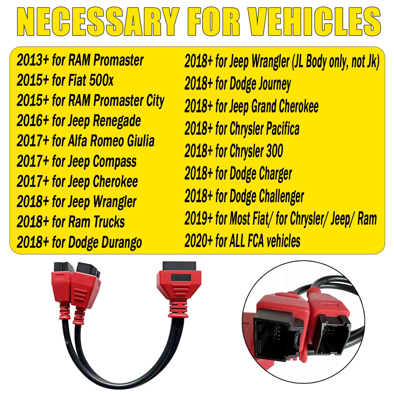 OBD2 Dagnostic Cable For Chrysler FCA 12Pin+8Pin OBD2 Adapter Cable For Jeep/Dodge/Fiat For Autel MaxiSys/IM608 For Launch X431V
