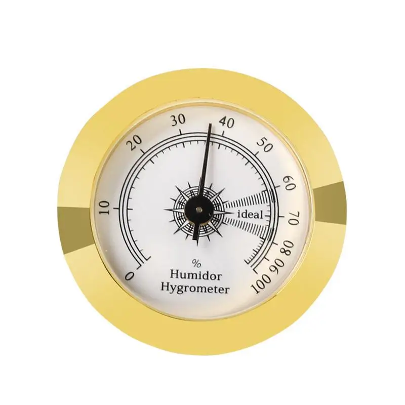 Humidity Gauge For Cigars Gold Round Glass Cigars Humidity Gauge Mechanical High Accuracy Suit For Cigars Humidors Guitar Violin